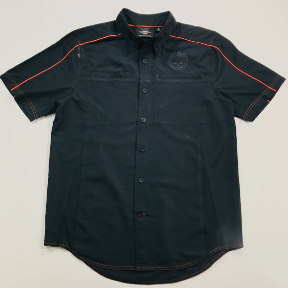 Harley Davidson Vented Performance Willie G Skull Black Shirt Men's Size Medium - Picture 1 of 8